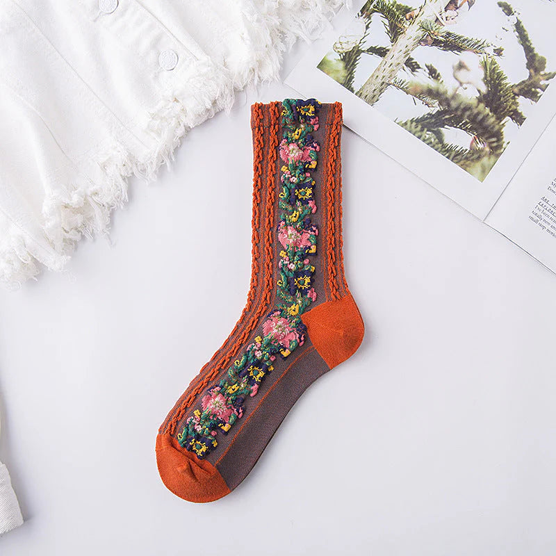 5 + 5 Gratis | FurWarm™ – Elegante, Floral Gemusterte Komfort-Socken