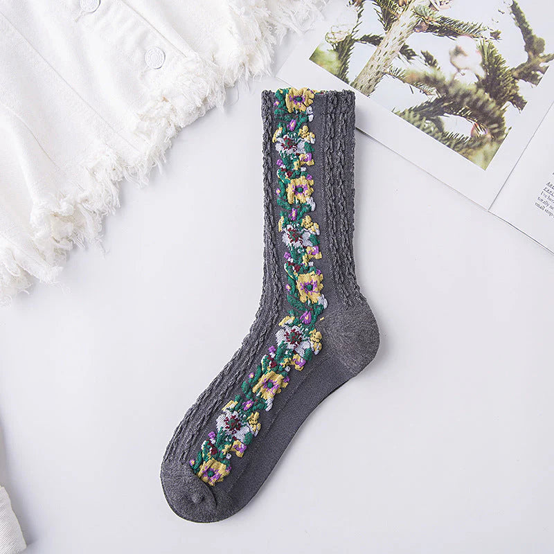 5 + 5 Gratis | FurWarm™ – Elegante, Floral Gemusterte Komfort-Socken