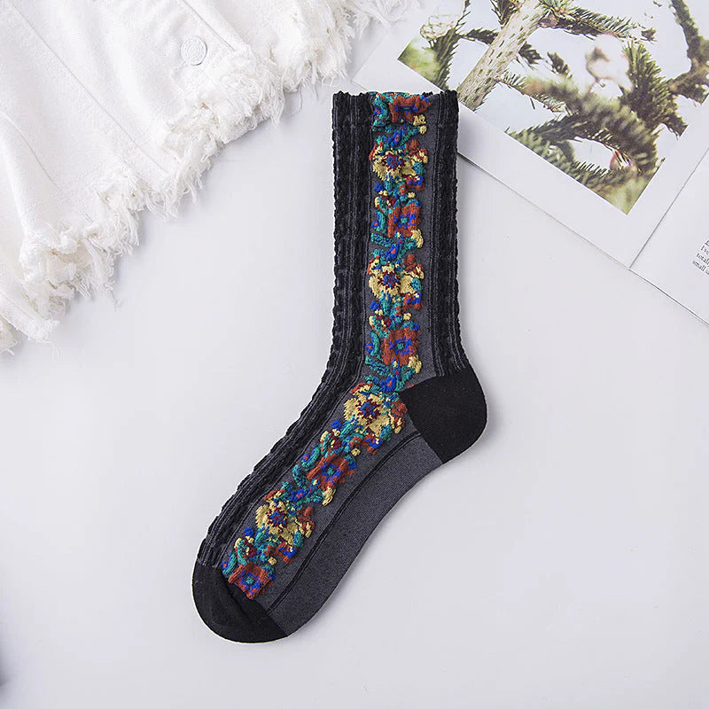 5 + 5 Gratis | FurWarm™ – Elegante, Floral Gemusterte Komfort-Socken