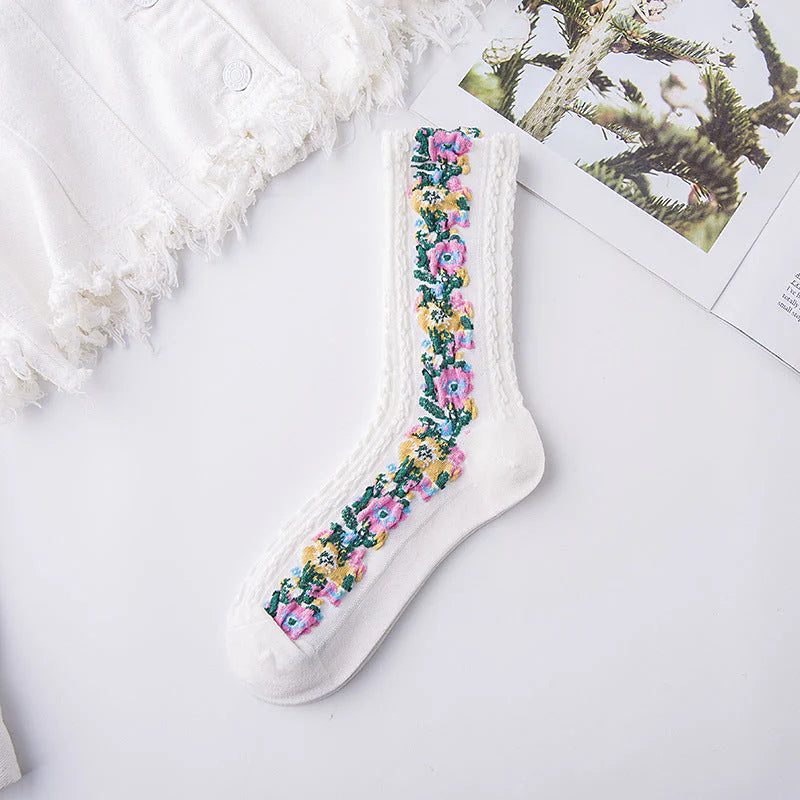 5 + 5 Gratis | FurWarm™ – Elegante, Floral Gemusterte Komfort-Socken