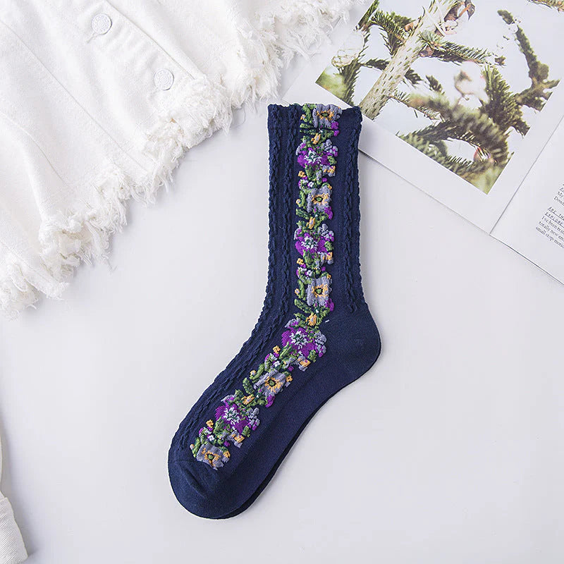 5 + 5 Gratis | FurWarm™ – Elegante, Floral Gemusterte Komfort-Socken