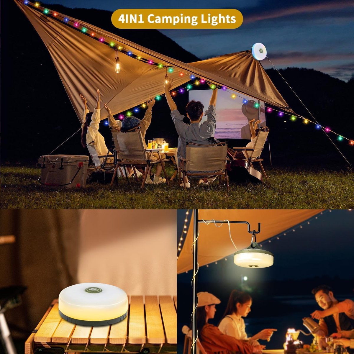 50% Rabatt | MultiGlow™ - 4-in-1 Campinglicht mit RGB-Lichterkette & Powerbank