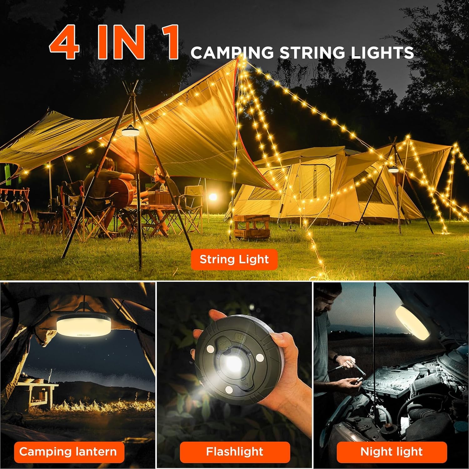 50% Rabatt | MultiGlow™ - 4-in-1 Campinglicht mit RGB-Lichterkette & Powerbank