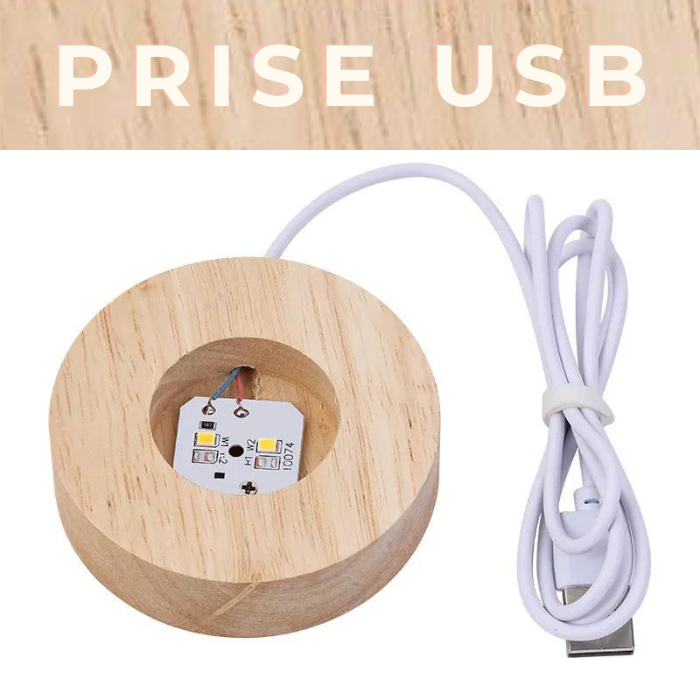 AuraSphere Kristalllampe – Mystische LED Lichtkugel mit Holzsockel