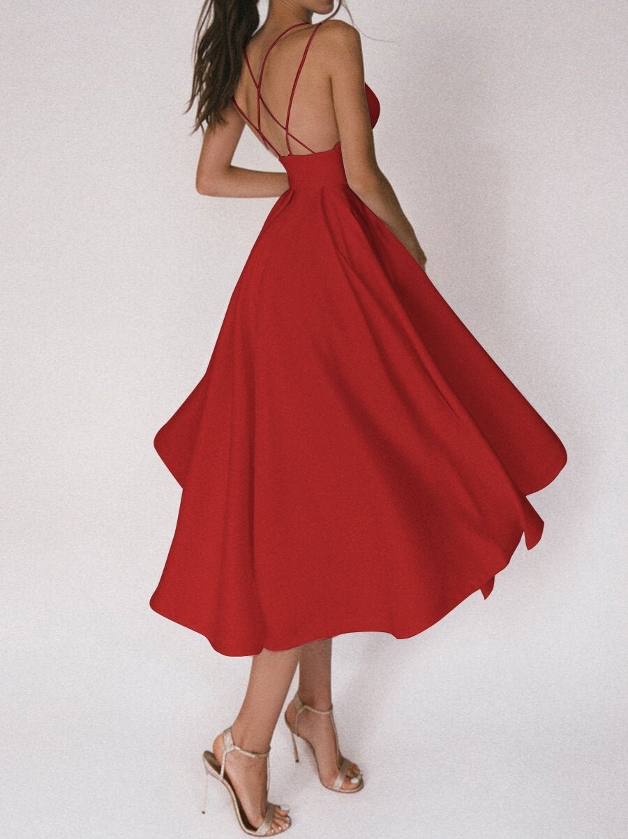 Glamara™ – Elegantes Kleid mit V-Ausschnitt und zarten Trägern [50 % Rabatt]