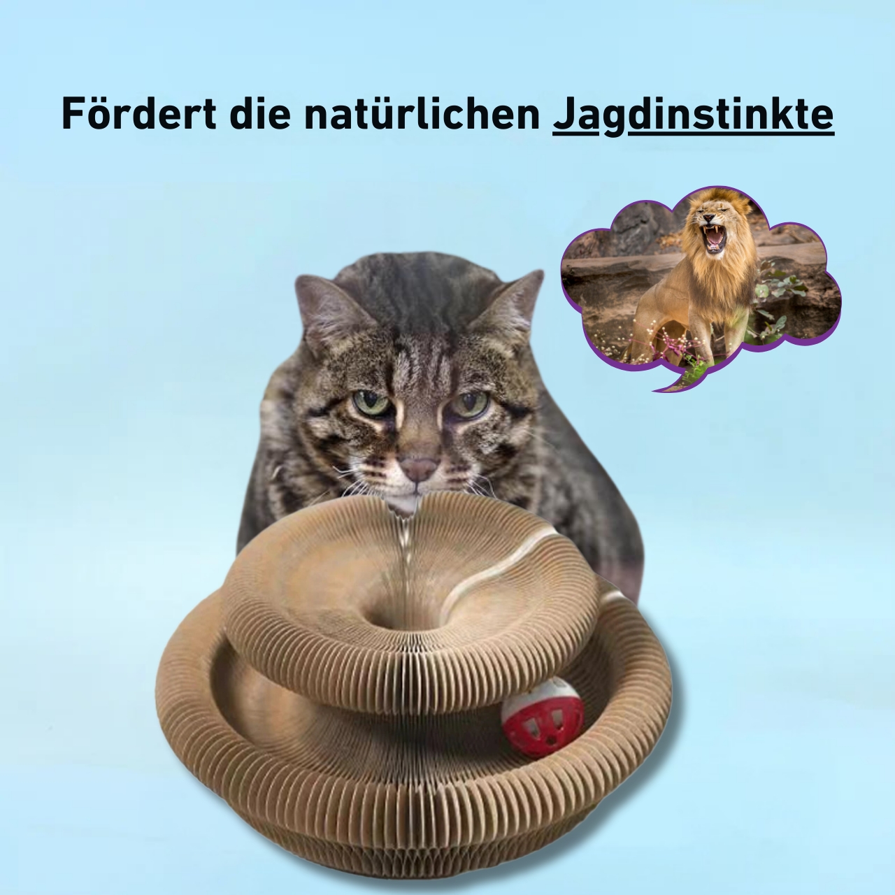 PouncePlay™ – Interaktives Kratzspiel mit Glöckchen für aktive Katzenmomente [50 % Rabatt]