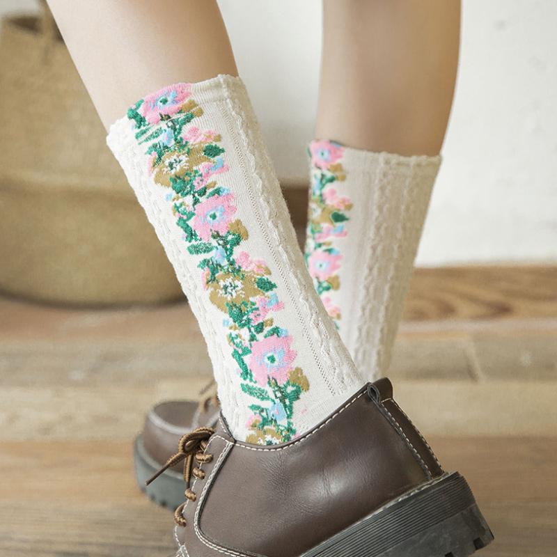 5 + 5 Gratis | FurWarm™ – Elegante, Floral Gemusterte Komfort-Socken