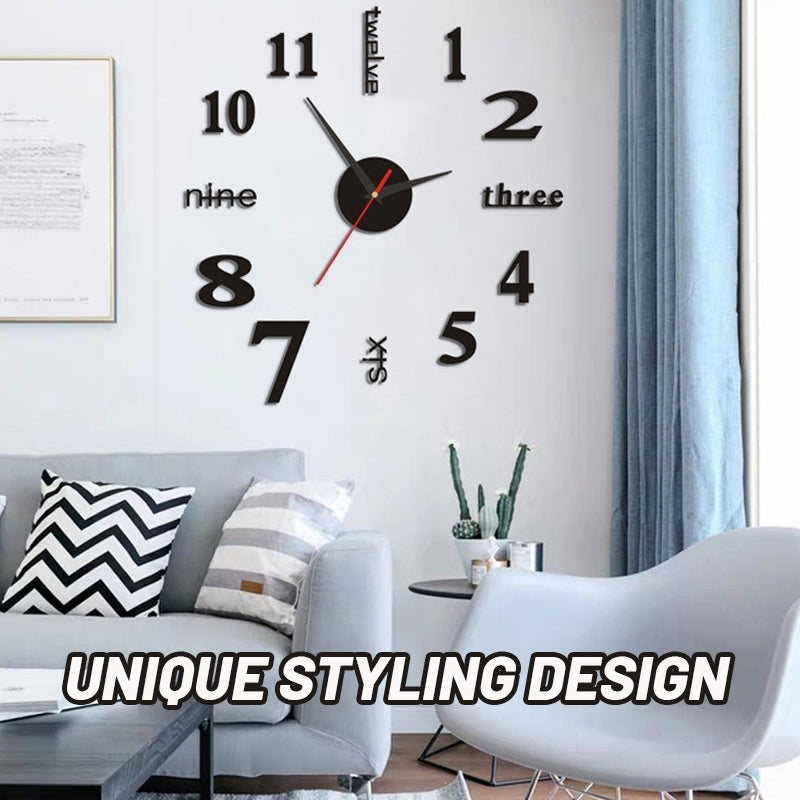 3D Design Wanduhr – moderne, selbstklebende Uhr mit leisem Quarzwerk für Wohnzimmer & Büro