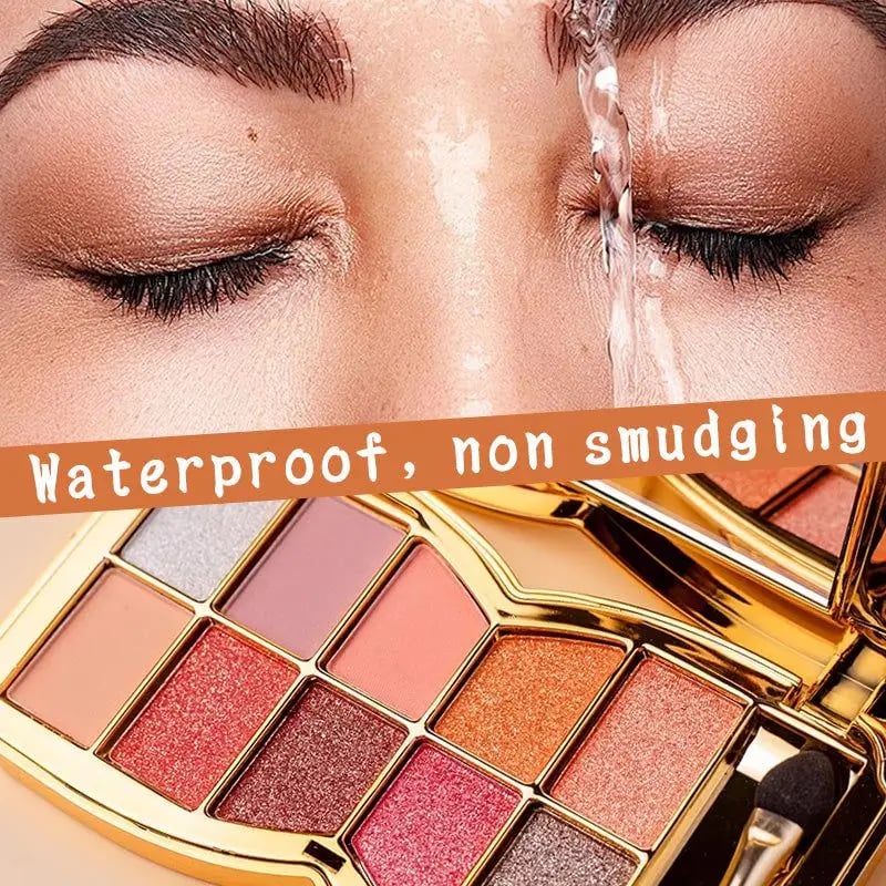 ShimmerGlam Pro Palette – 10 Farben, Langanhaltend, Hochpigmentiert, Glitzer, Make-up