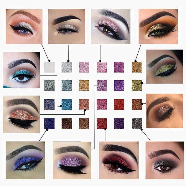 ShimmerGlam Pro Palette – 10 Farben, Langanhaltend, Hochpigmentiert, Glitzer, Make-up