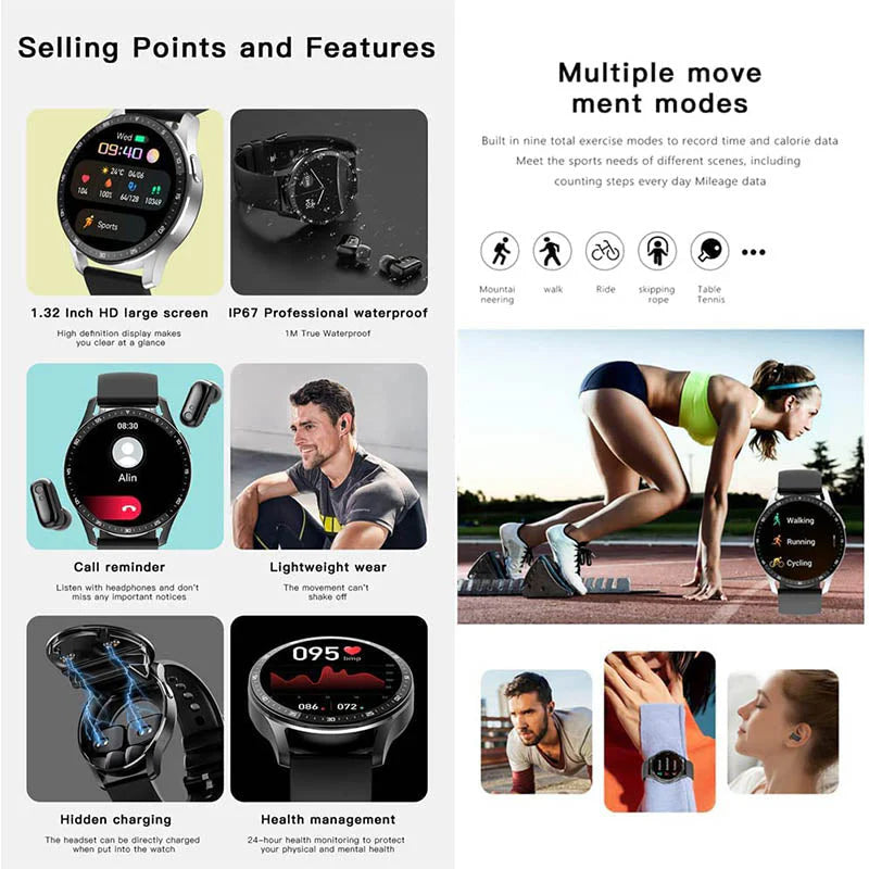 SyncFit™ – Smartwatch mit Eingebauten Kabellosen Ohrstöpseln | 50% Rabatt