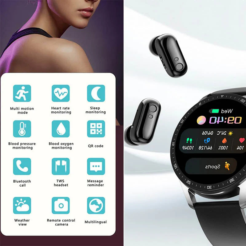 SyncFit™ – Smartwatch mit Eingebauten Kabellosen Ohrstöpseln | 50% Rabatt