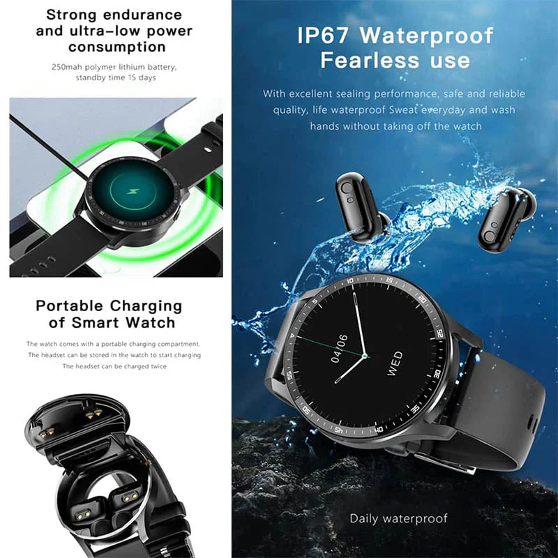 SyncFit™ – Smartwatch mit Eingebauten Kabellosen Ohrstöpseln | 50% Rabatt