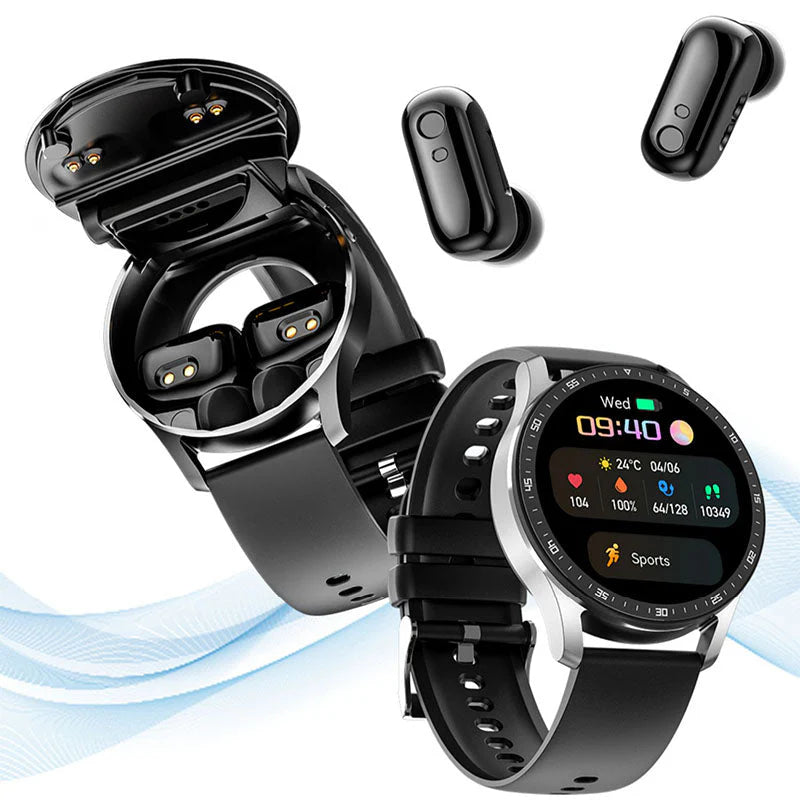 SyncFit™ – Smartwatch mit Eingebauten Kabellosen Ohrstöpseln | 50% Rabatt