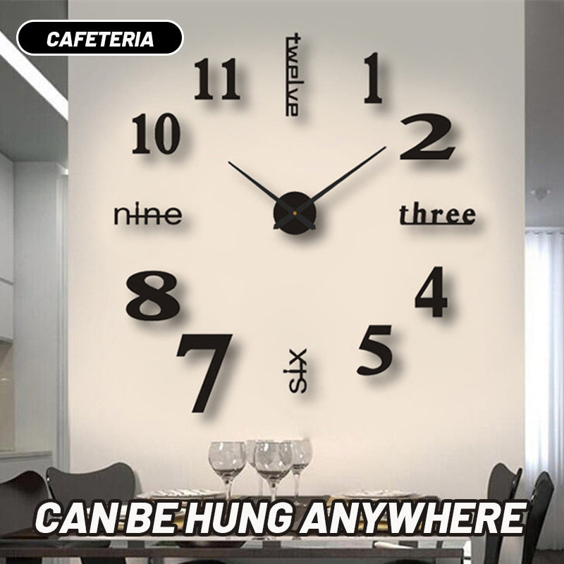 3D Design Wanduhr – moderne, selbstklebende Uhr mit leisem Quarzwerk für Wohnzimmer & Büro
