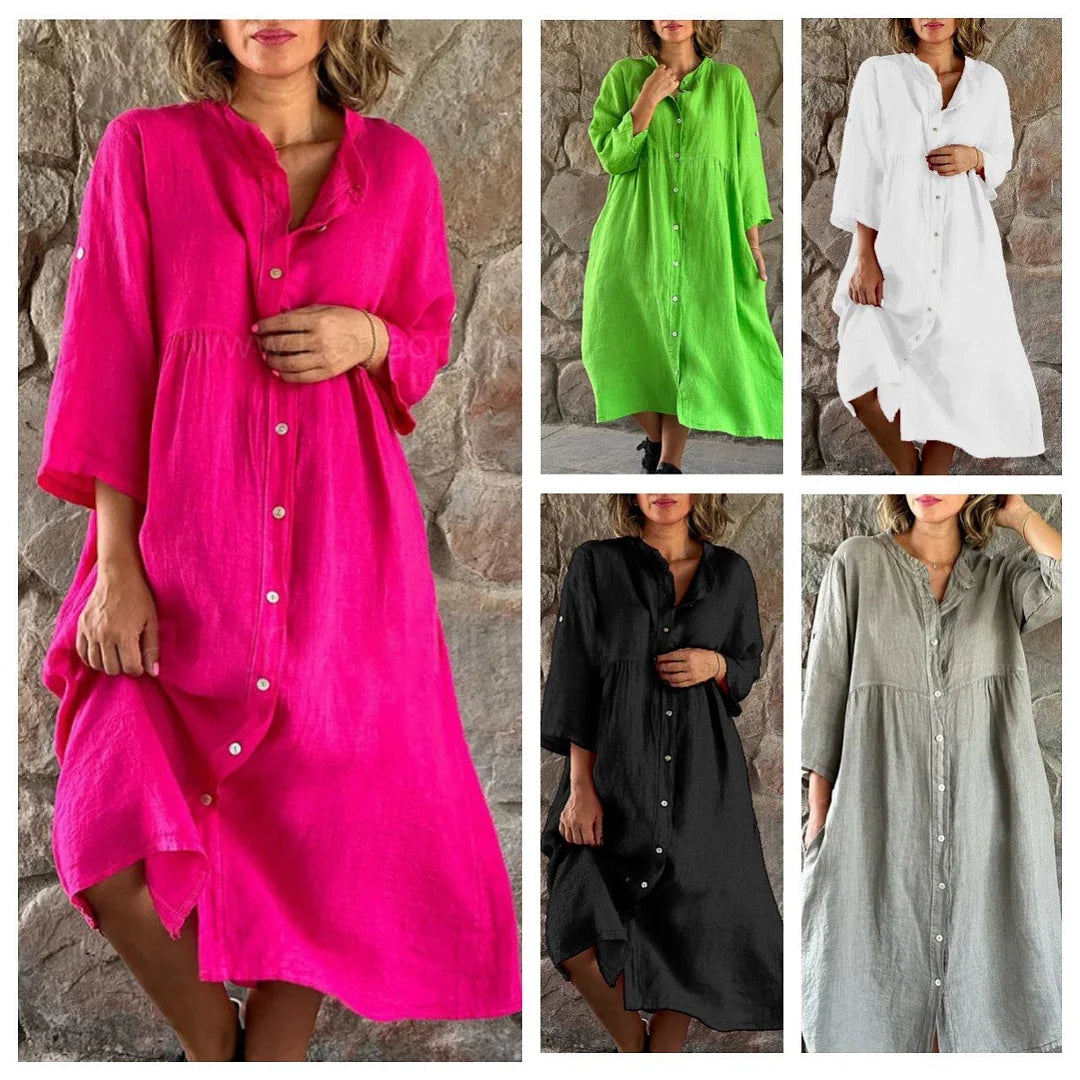 50% Rabatt | Amira™ - Lockeres Hemdkleid aus Baumwolle und Leinen