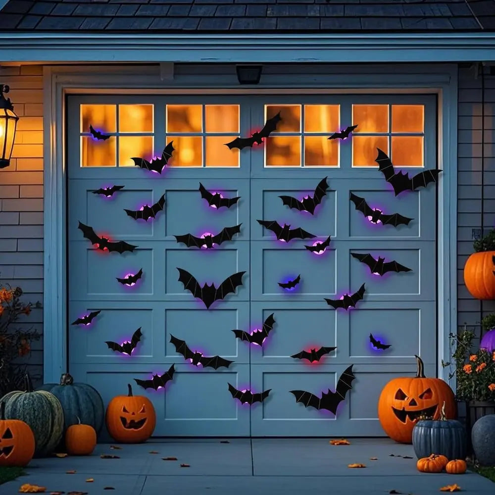 12 Stück I LED-Fledermaus-Dekoration — schaurig-schöne Halloween-Atmosphäre