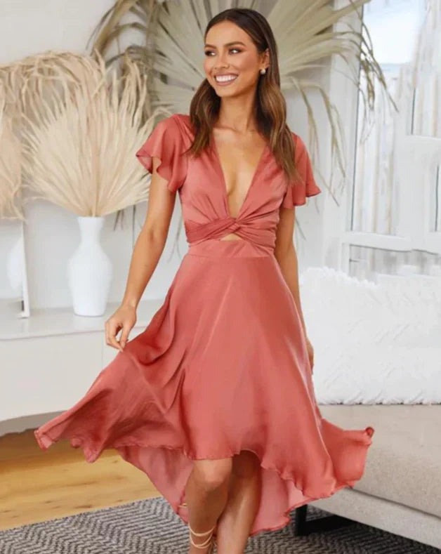 Naomi™ – Elegantes Satinkleid mit Schleifengürtel | 50% Rabatt