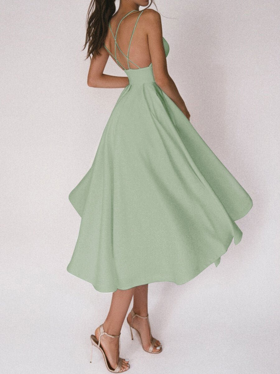 Glamara™ – Elegantes Kleid mit V-Ausschnitt und zarten Trägern [50 % Rabatt]