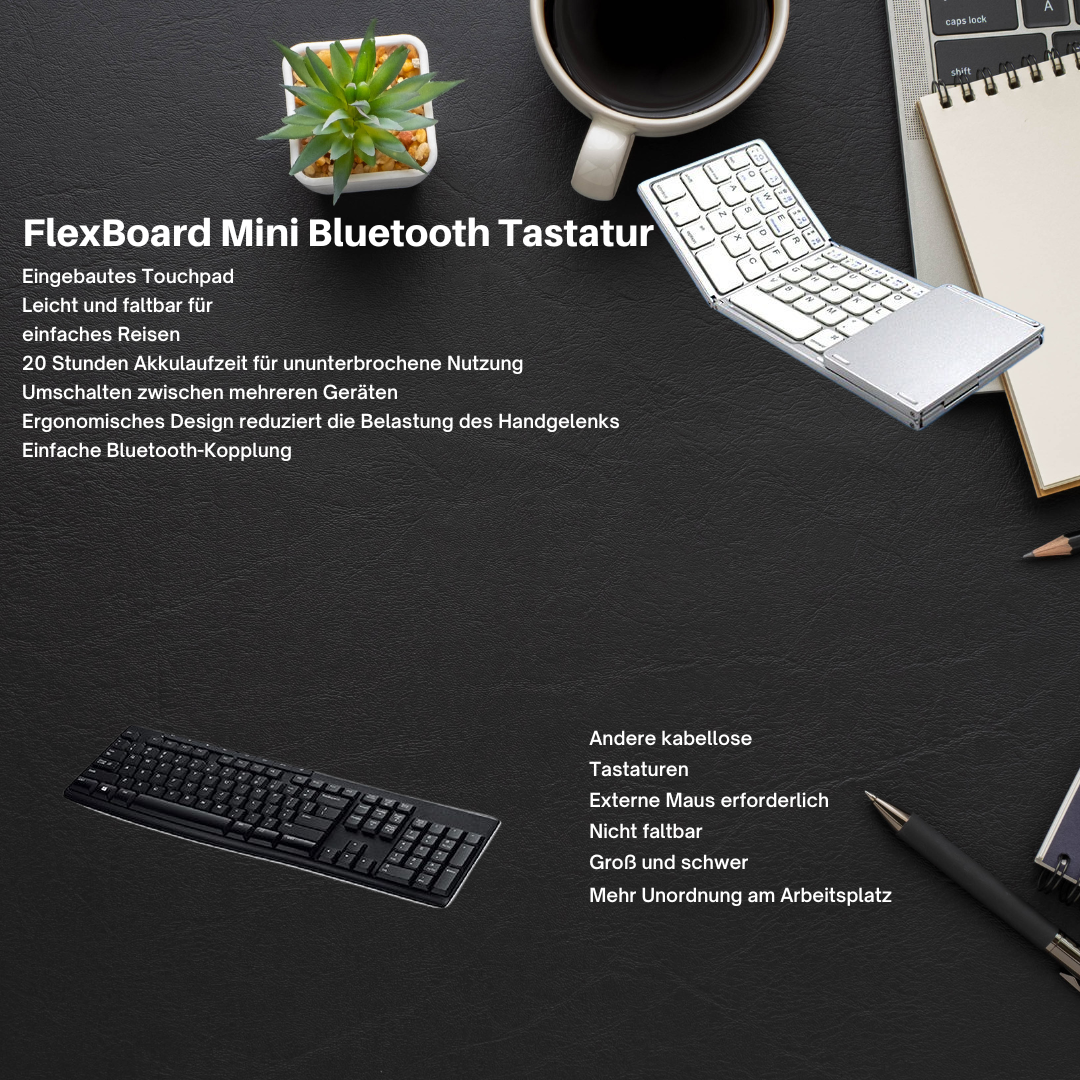 FlexBoard™ – Mini Bluetooth Tastatur für flexibles und bequemes Tippen [50 % Rabatt]