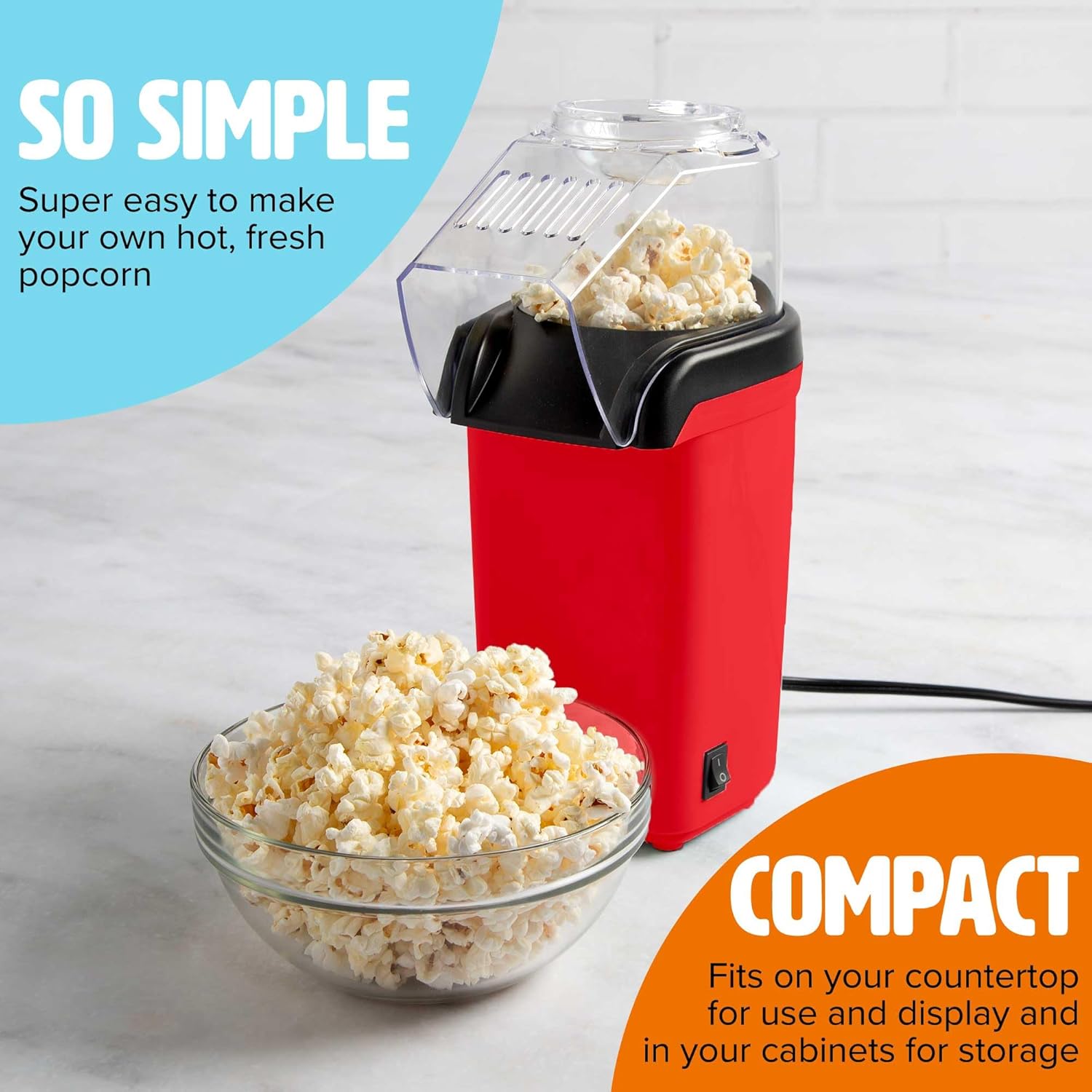 PopAir™ - Heißluft-Popcornmaschine, Gesunder und Leckerer Popcorn in Minuten [50% Rabatt]