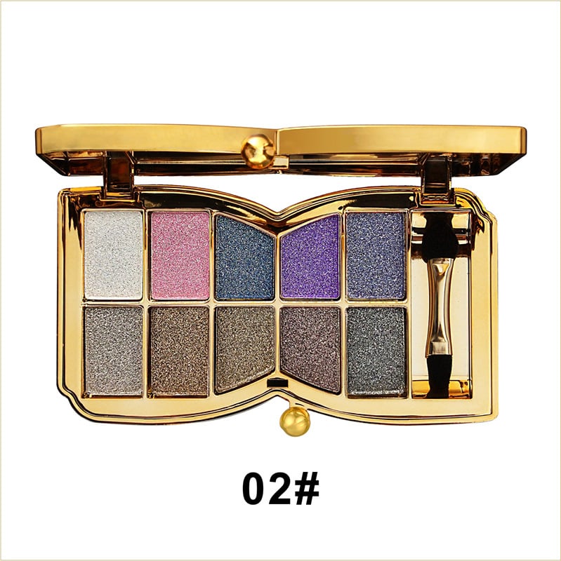ShimmerGlam Pro Palette – 10 Farben, Langanhaltend, Hochpigmentiert, Glitzer, Make-up