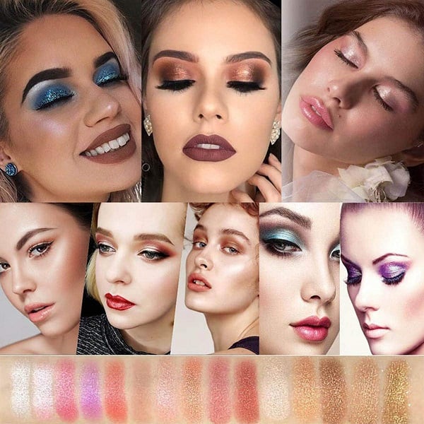 ShimmerGlam Pro Palette – 10 Farben, Langanhaltend, Hochpigmentiert, Glitzer, Make-up