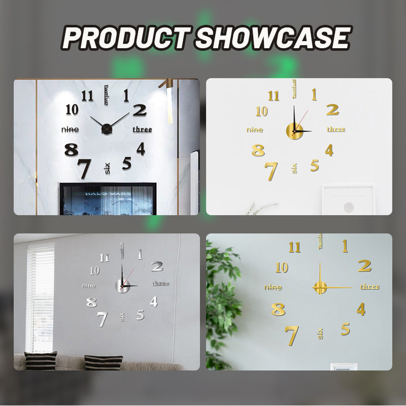 3D Design Wanduhr – moderne, selbstklebende Uhr mit leisem Quarzwerk für Wohnzimmer & Büro