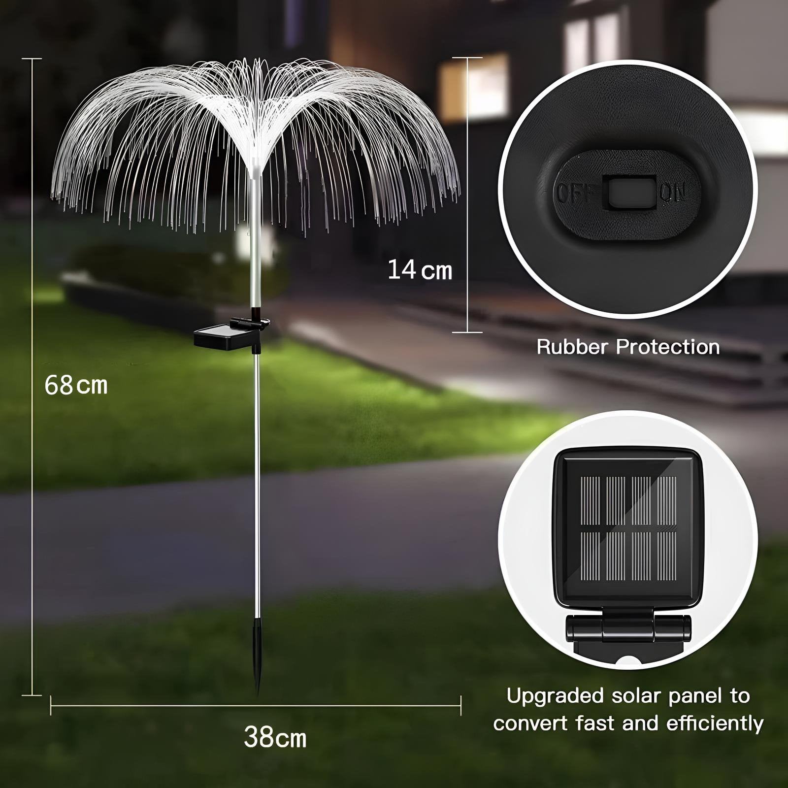 SolarGlow™ – Quallen-Design mit Glasfasern, warmweiß & 7-Farben, wasserdicht [50% Rabatt]