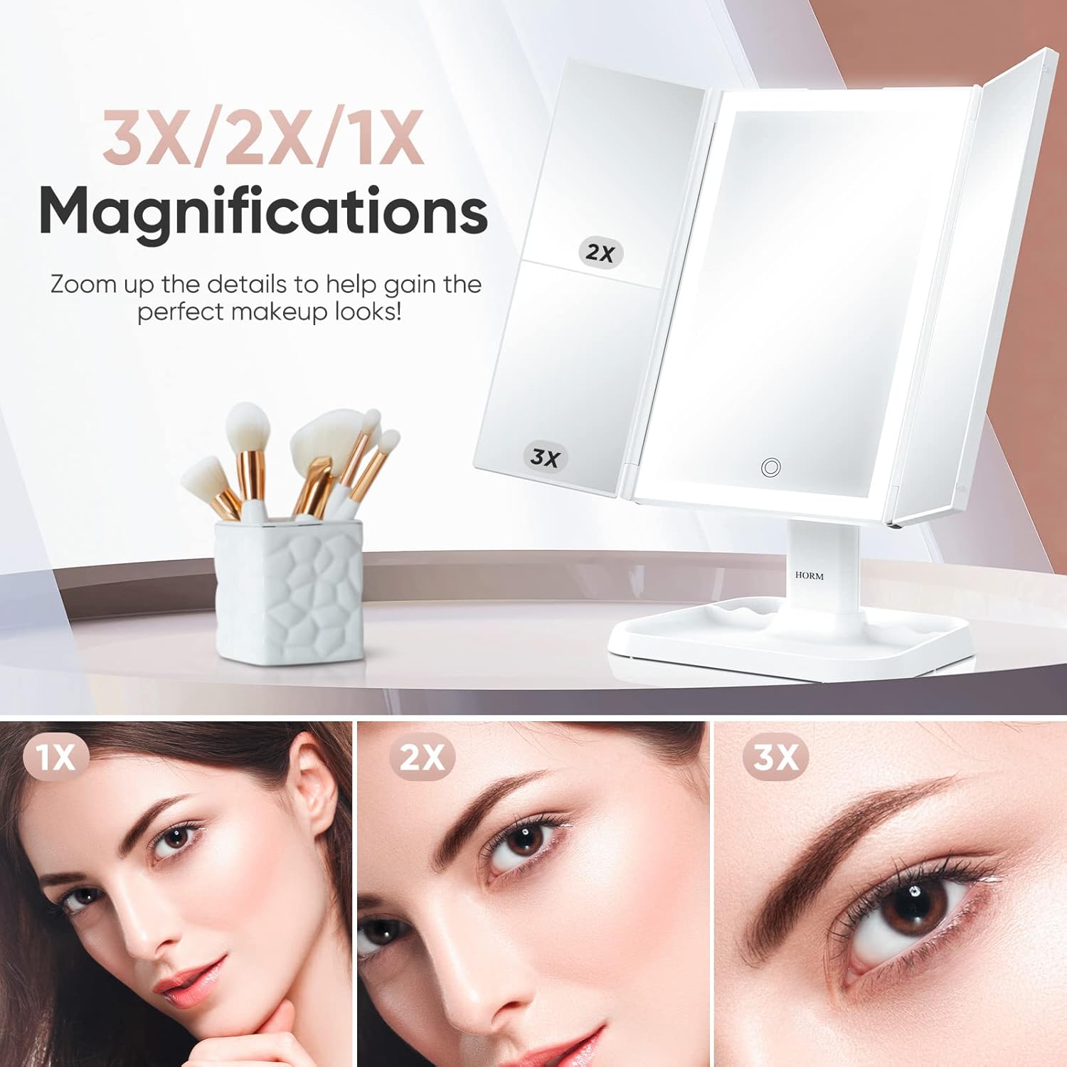50% Rabatt | LedPanel™ - Aufklappbarer LED-Spiegel mit 3 Feldern für präzises Make-up