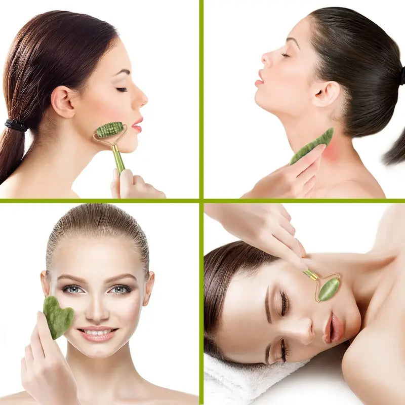 RollPro™ - Jade Gua Sha Gesichtswalzen-Set (4PCS) [50% Rabatt]