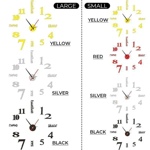 3D Design Wanduhr – moderne, selbstklebende Uhr mit leisem Quarzwerk für Wohnzimmer & Büro