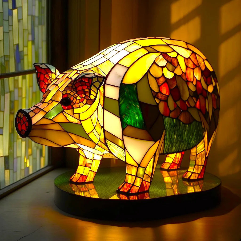 AvaArt Glasblock Tierlampe – Künstlerische LED Tischlampe mit Tiermotiv