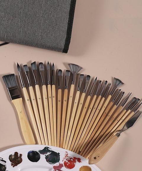 ArtistPaint™ – 24 Nylonpinsel mit 7 Formen & Palettenmesser, für Acryl, Öl & Aquarell [50% Rabatt]