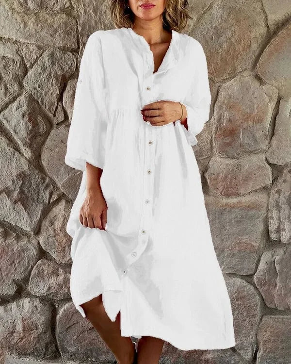 50% Rabatt | Amira™ - Lockeres Hemdkleid aus Baumwolle und Leinen