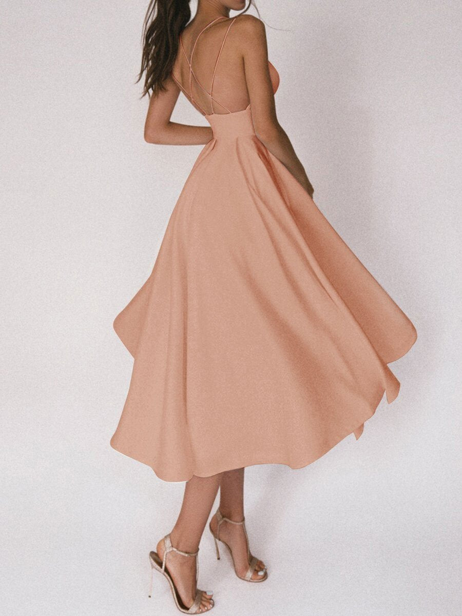 Glamara™ – Elegantes Kleid mit V-Ausschnitt und zarten Trägern [50 % Rabatt]