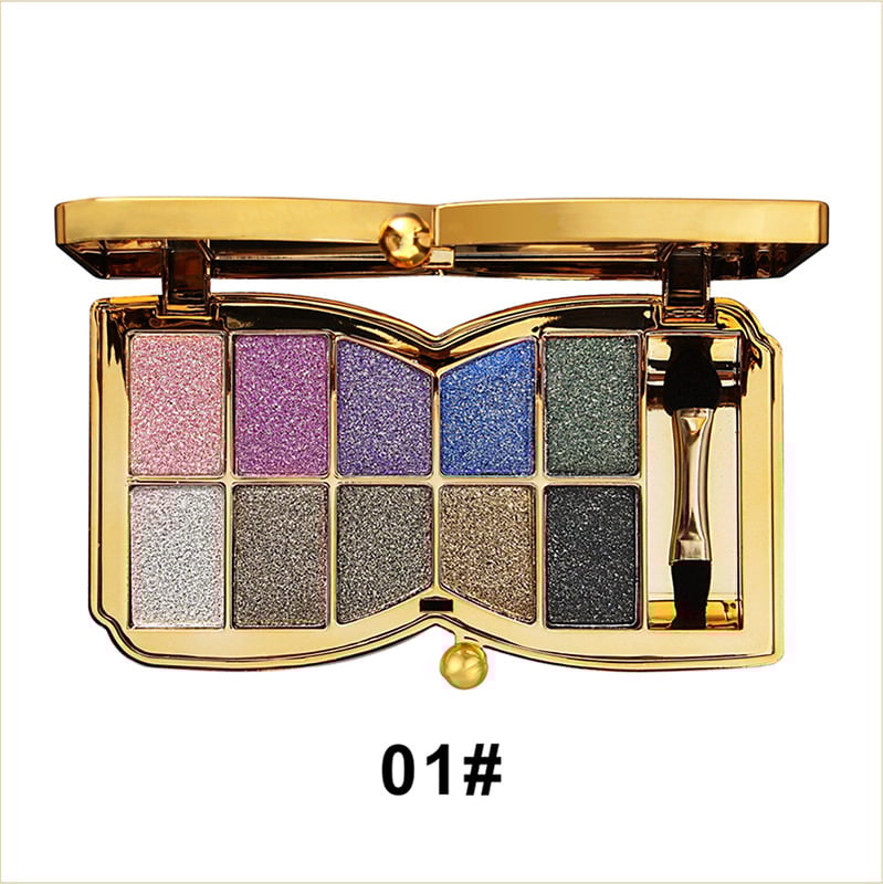 ShimmerGlam Pro Palette – 10 Farben, Langanhaltend, Hochpigmentiert, Glitzer, Make-up