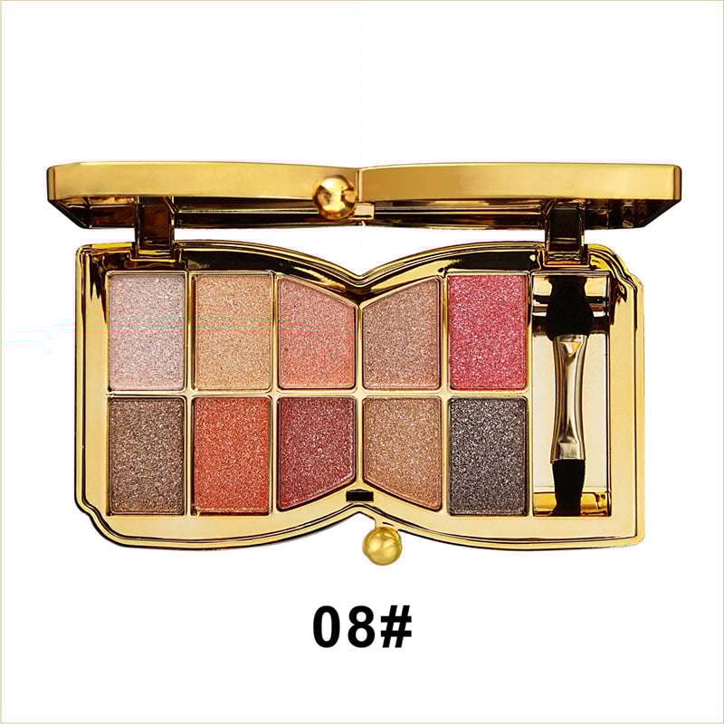 ShimmerGlam Pro Palette – 10 Farben, Langanhaltend, Hochpigmentiert, Glitzer, Make-up