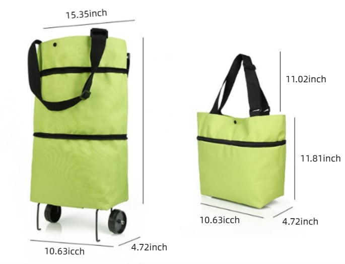 TravelBag™ - 2-in-1 Einkaufswagentasche / Faltbare grüne Tasche [50% Rabatt]