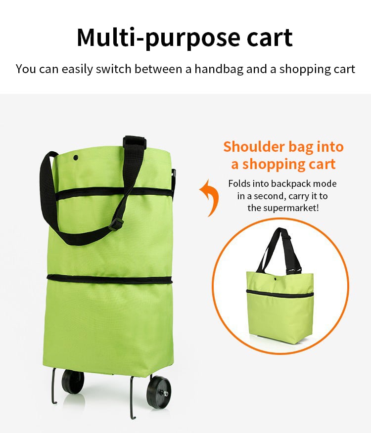 TravelBag™ - 2-in-1 Einkaufswagentasche / Faltbare grüne Tasche [50% Rabatt]