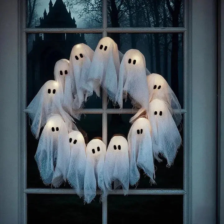 Halloween-Deko-Kranz — Geheimnisvoller Geistglanz für Stimmung