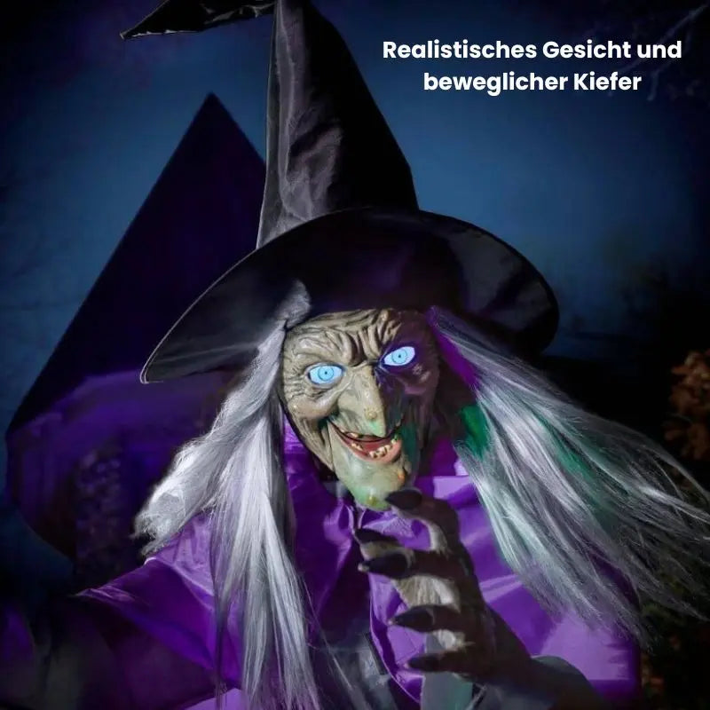 Fliegende Halloween-Hexe – Mit Licht, Ton & Bewegung