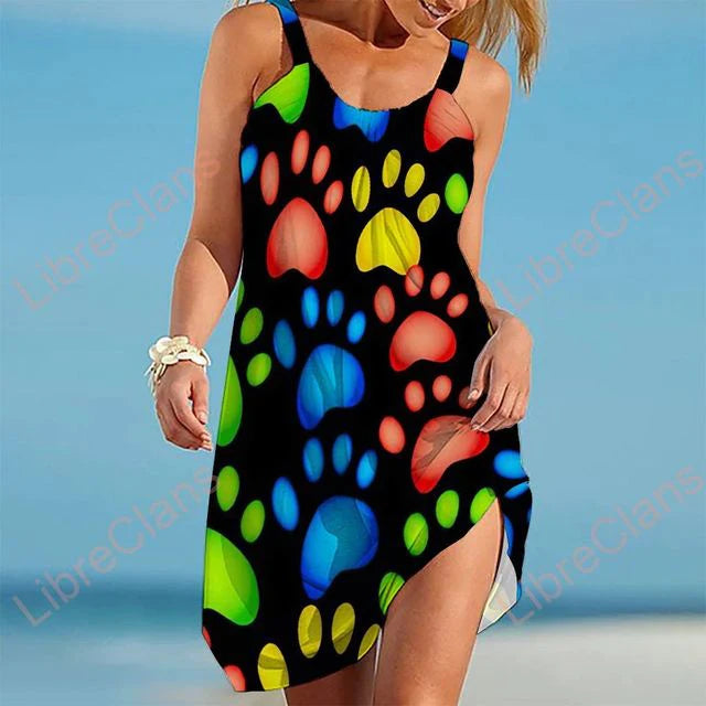 Meike™ - Damen Kleid mit Pfotenabdrücke [50% Rabatt]