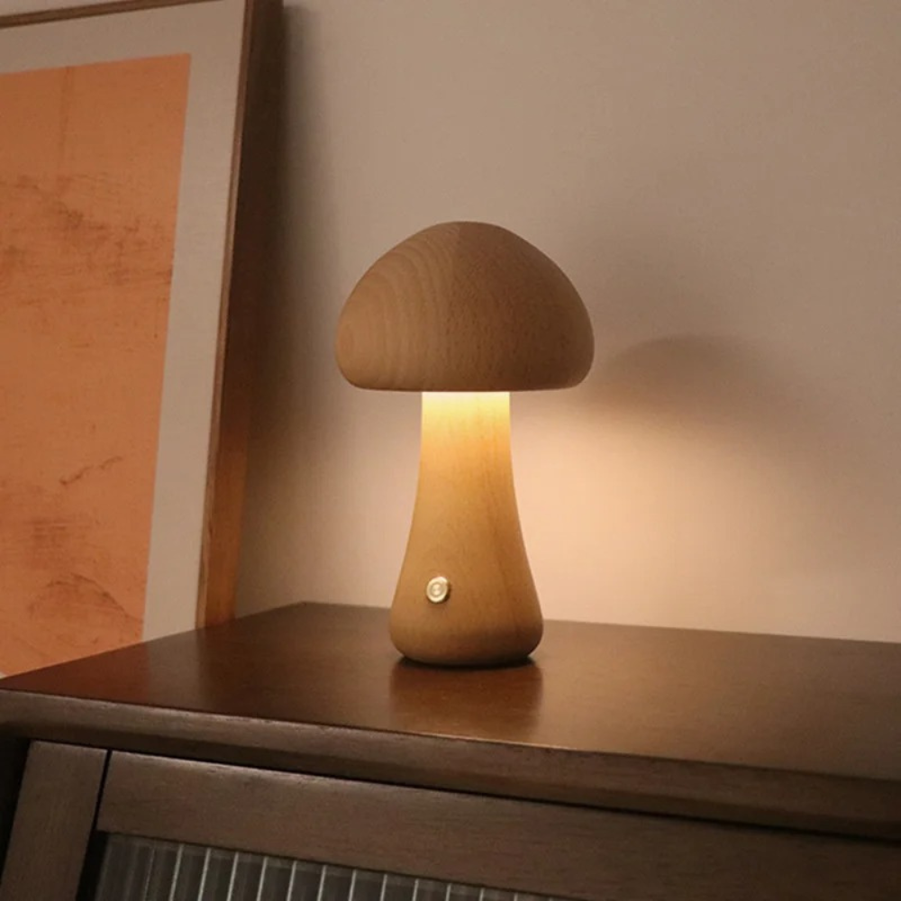Drahtlose Holz Tischlampe mit Touch Steuerung & 3 Helligkeitsstufen