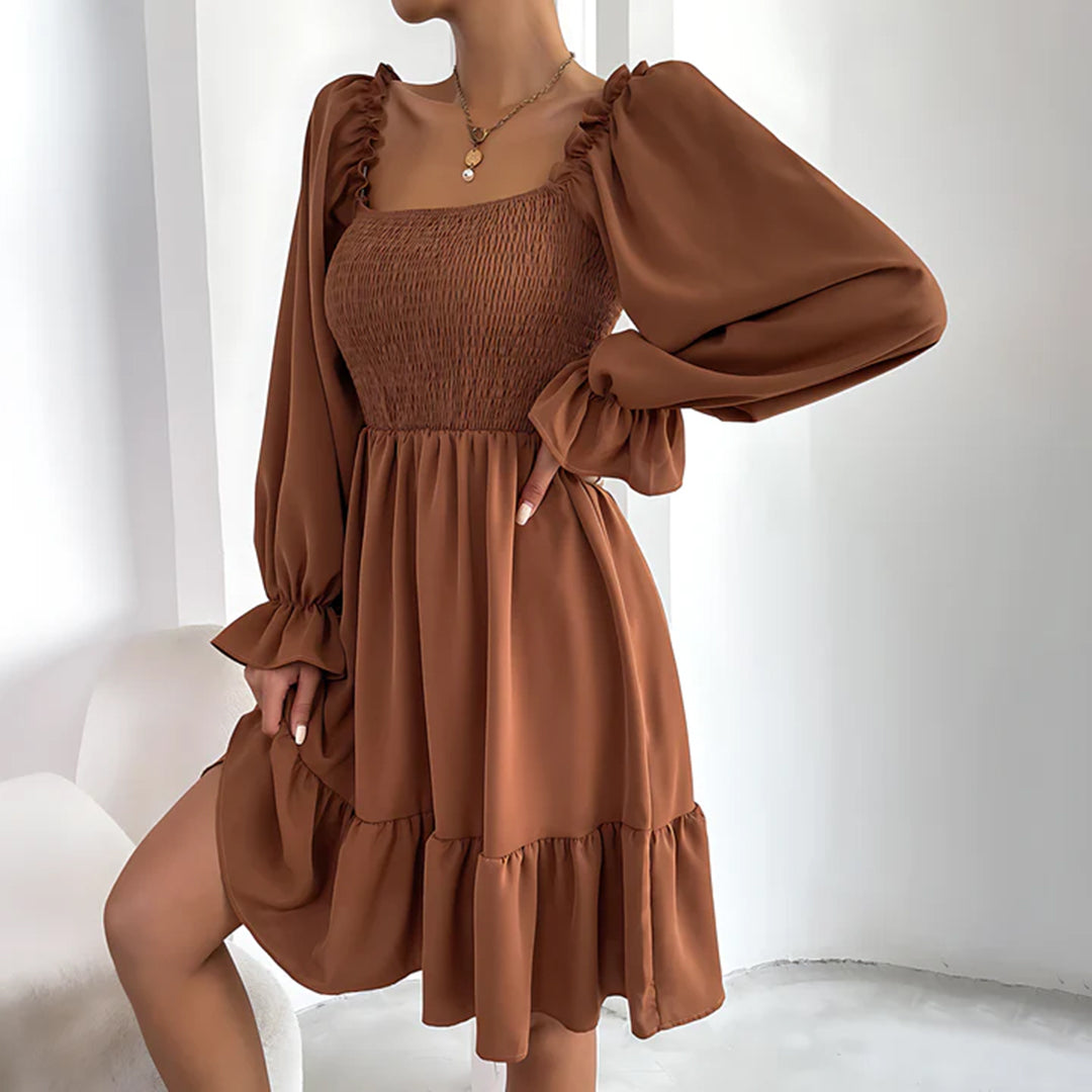 50% Rabatt | Sophie™ - Sommer Minikleid mit Rüschen – Puffärmel, eckiger Ausschnitt & elastische Taille
