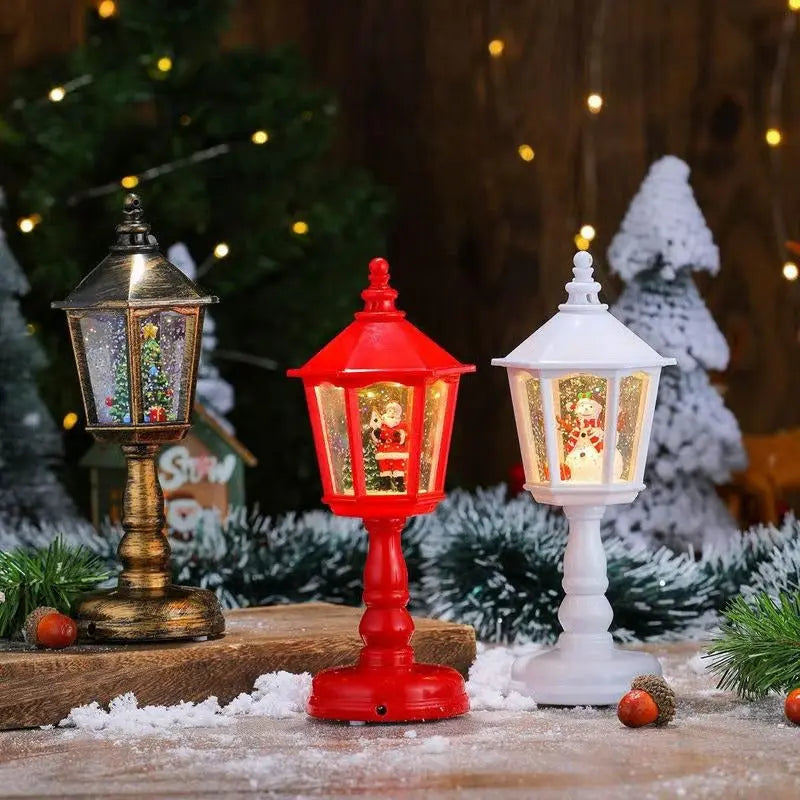 LED Schneekugel Laterne mit Santa & Schneeflocken – Festliche Weihnachtsdeko für Zuhause