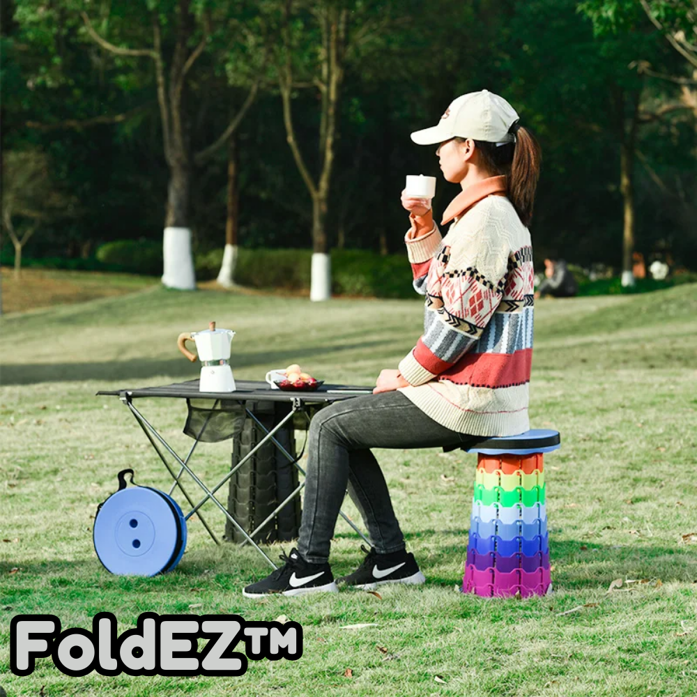 FoldEZ™ – Tragbarer Teleskop-Hocker für flexible, bequeme Sitzgelegenheiten [50 % Rabatt]