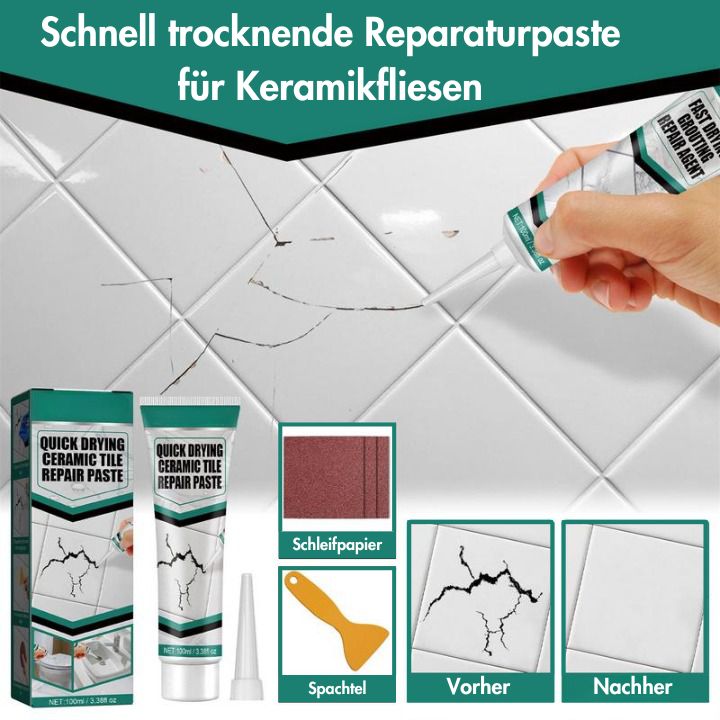 SchnellesPflaster Fliesen Reparaturpaste – Schnell wirkende, langlebige Paste zum Füllen von Rissen in Keramik, Porzellan und Marmor