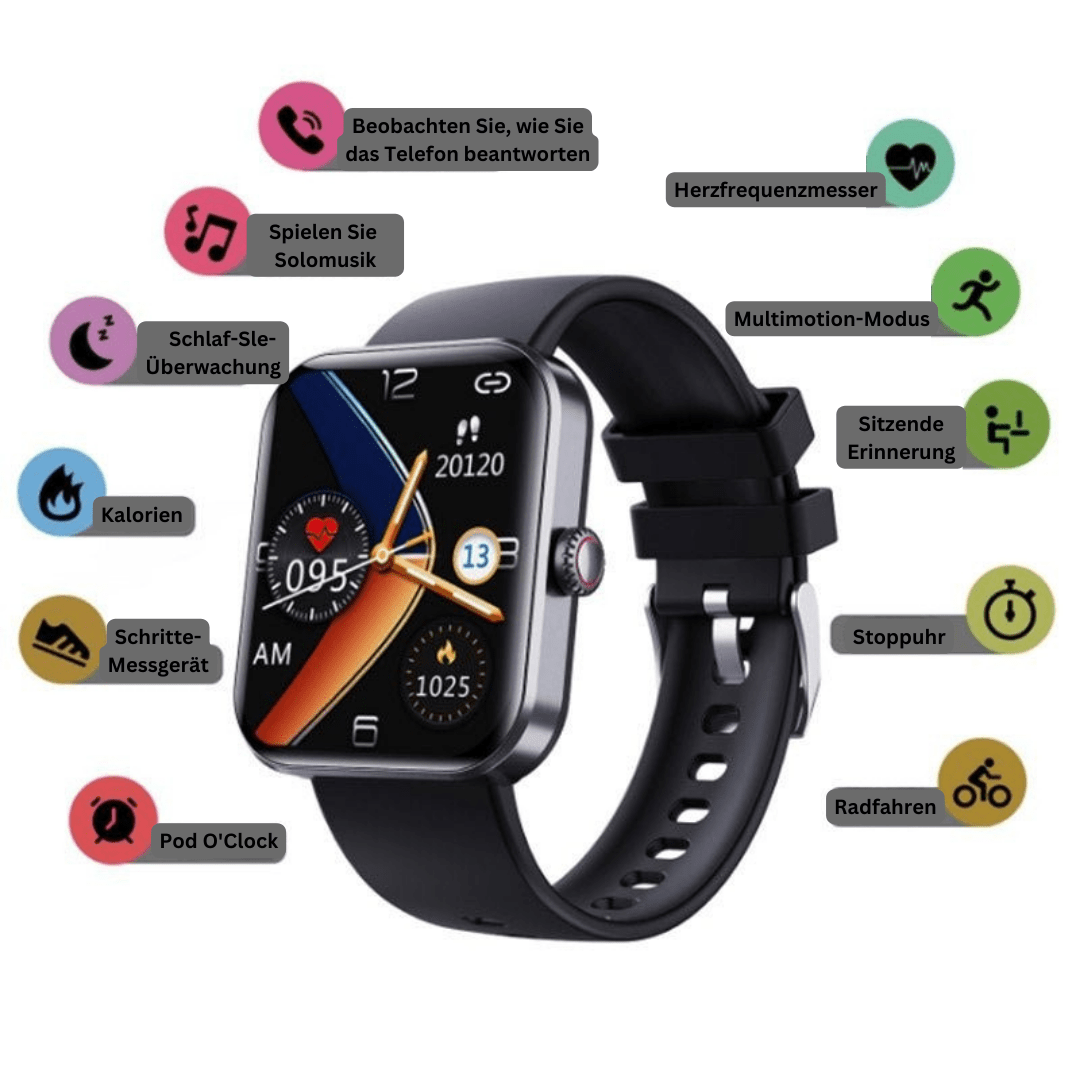 GlucoWatch Smartwatch zur Blutzuckermessung – Schmerzfrei, mit Blutdruck- & Herzfrequenzmonitor