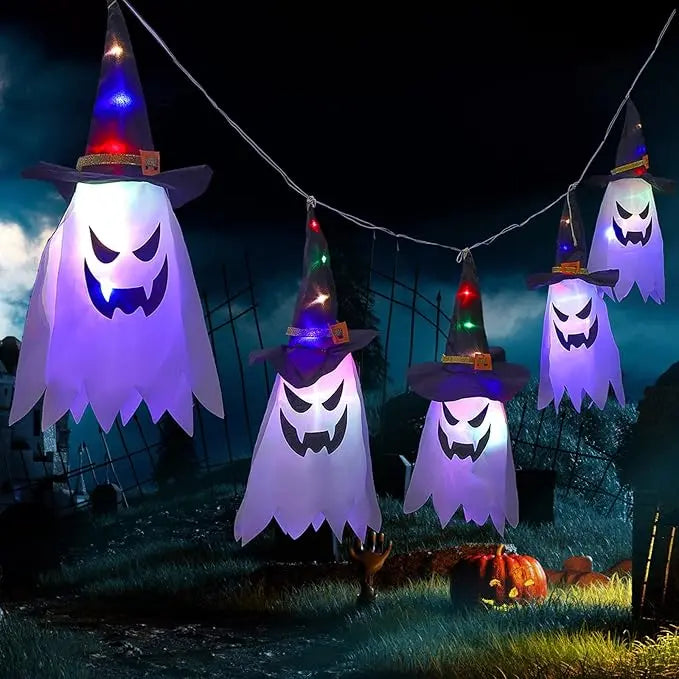 GhostLantern™ – Lichterkette mit Geisterhüten, 5-teiliges Set für gruselige Stimmung [50 % Rabatt]